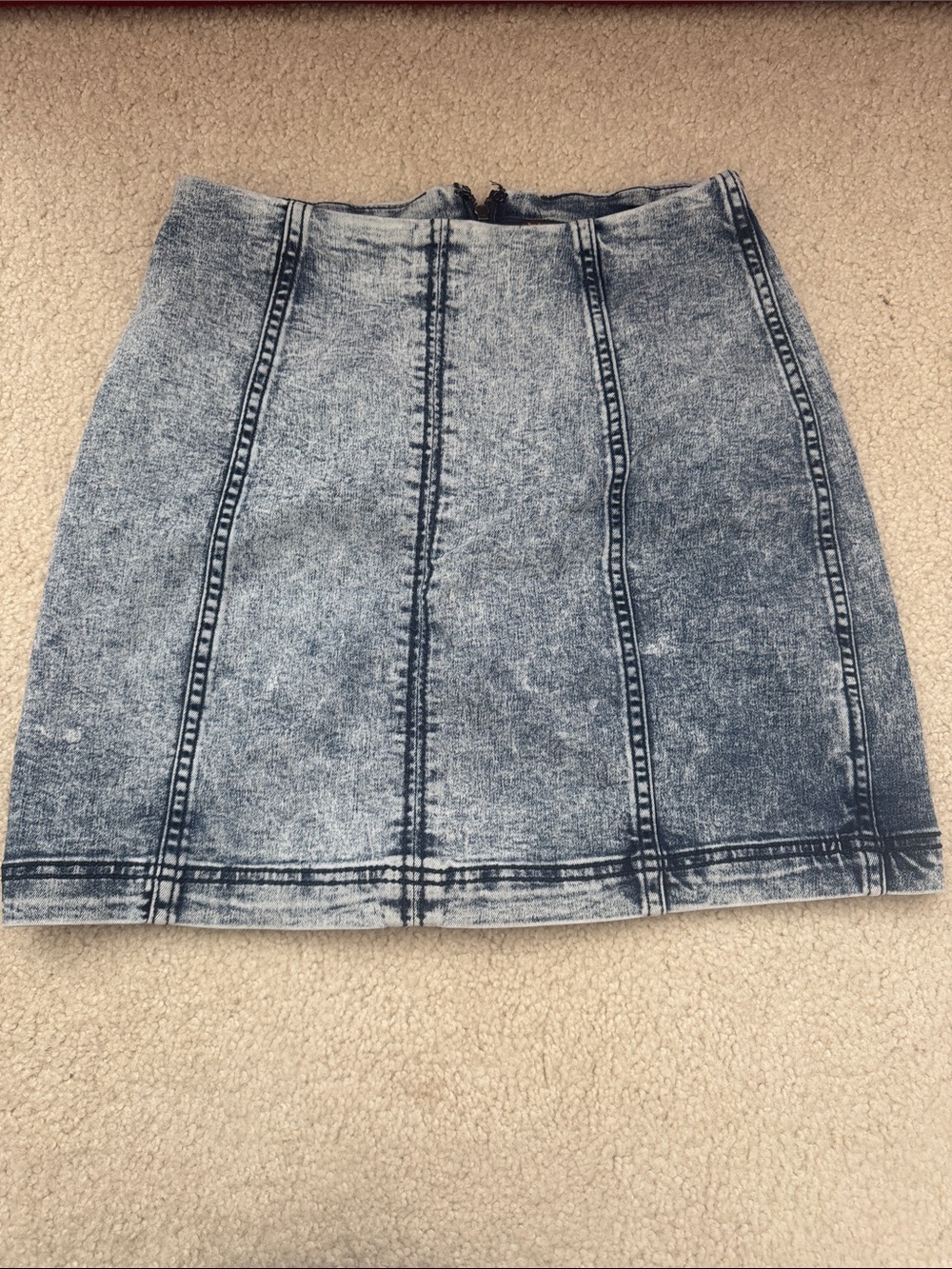 Free People Classic Washed Blue Denim Panel Skirt